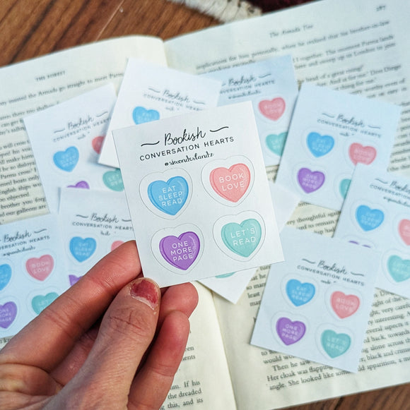 Bookish Conversation Heart Sticker Set of 4