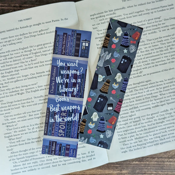 Doctor Who Inspired Bookshelf and Pattern Bookmarks