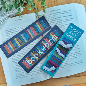 Reading Therapy, Bookworm and Shelf - Bookmarks