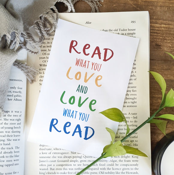 4x6 Read What You Love (Rainbow) Postcard or Mini Print