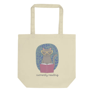 Currently Reading Bookish Cat Tote Bag