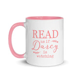 Read as if Darcy is watching - Bookish Mug in Pink