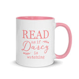 Read as if Darcy is watching - Bookish Mug in Pink